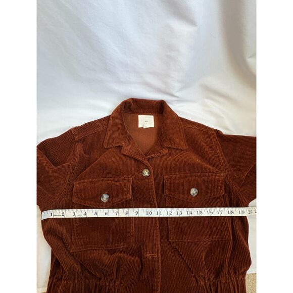 Tgla Rust Orange Brown Cropped Corduroy Jacket Size S Retro 80s 70s Moto Classic - Picture 8 of 9